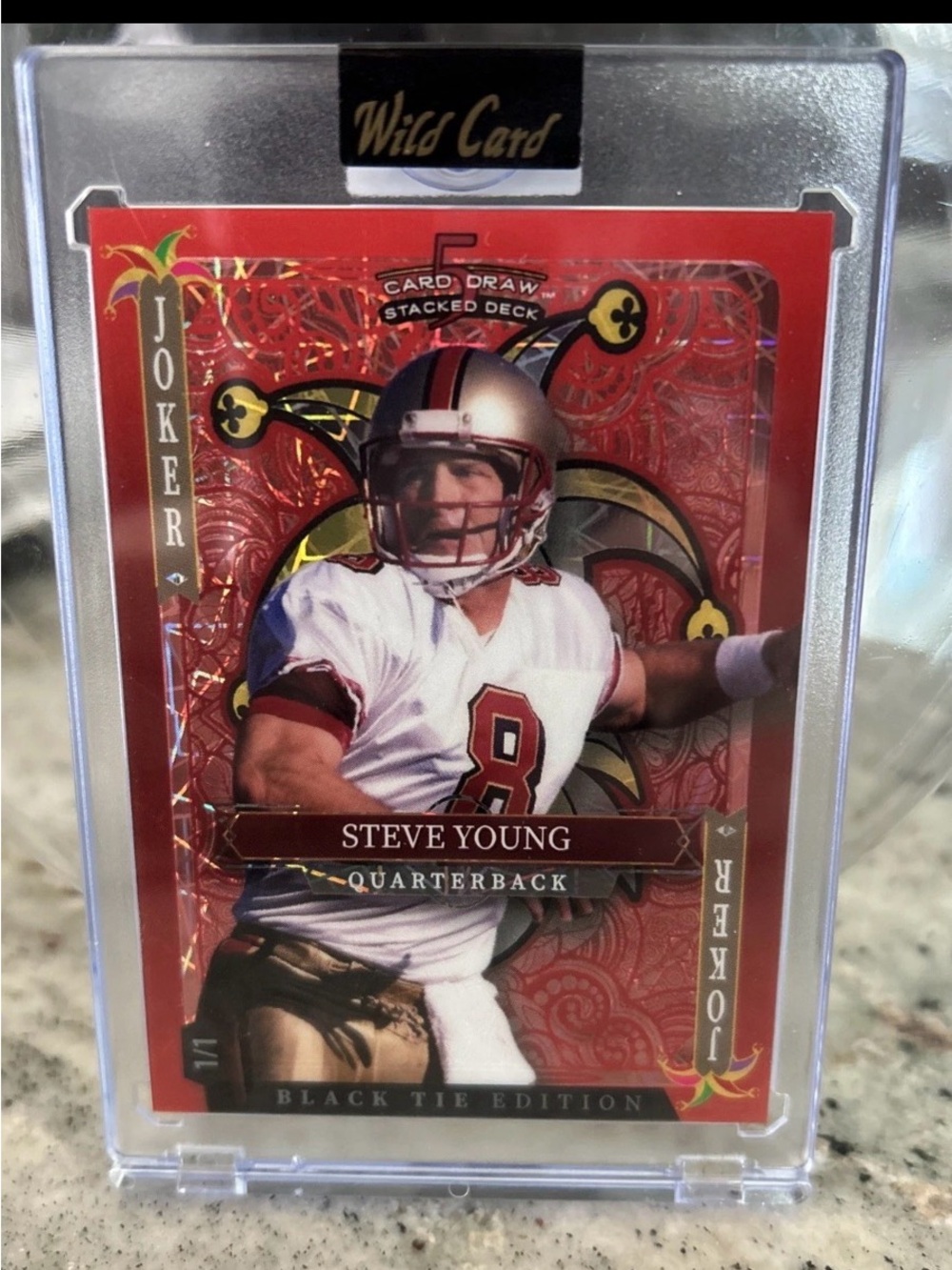 Steve Young Wild Card Joker Football Card - Red Holographic Design